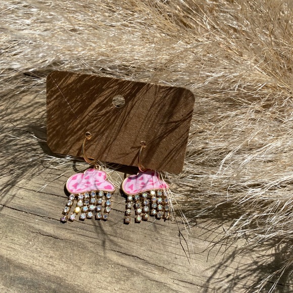 Cowgirl Rhinestone Dangle Earrings - Picture 5 of 5